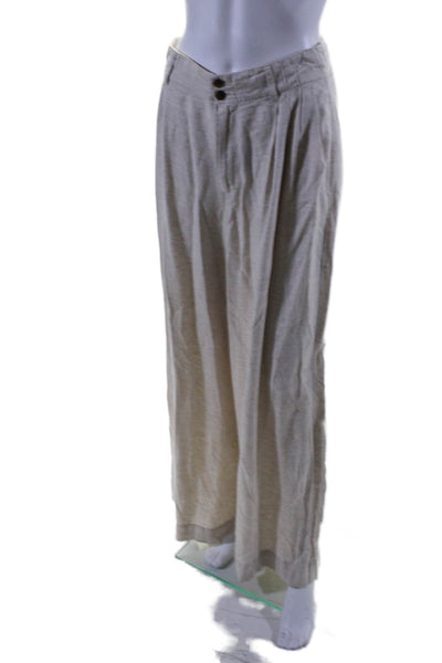 CeCe Womens Pleated Wide Leg Trousers Off-White Size 4 16749844