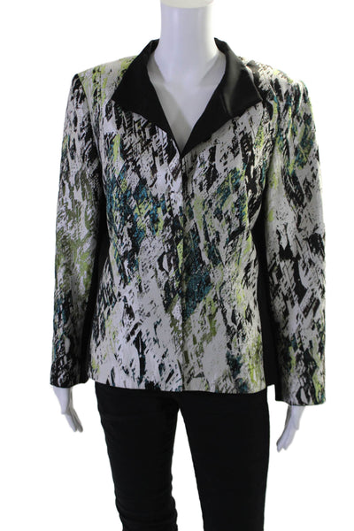 Lafayette 148 New York Womens Silk Snap Closure Unlined Jacket Multi Size 12