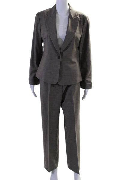 Lafayette 148 New York Womens Wool Single Breasted 2 Piece Pant Suit Gray Size 8