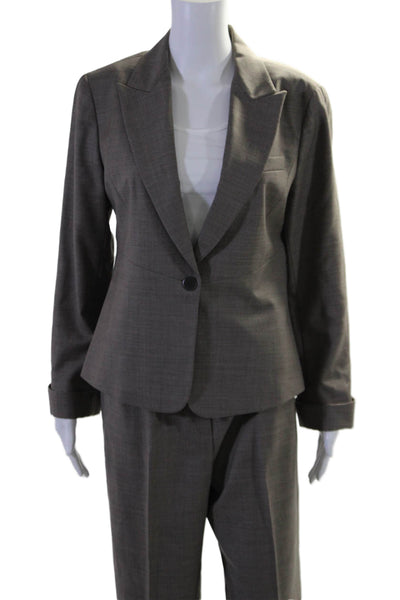 Lafayette 148 New York Womens Wool Single Breasted 2 Piece Pant Suit Gray Size 8