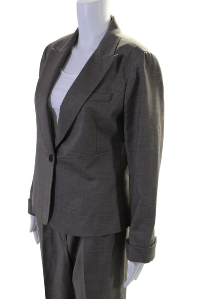 Lafayette 148 New York Womens Wool Single Breasted 2 Piece Pant Suit Gray Size 8