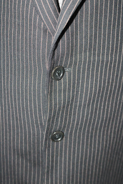 Armani Collezioni Mens Wool Single Breasted Pinstriped Blazer Black Size 56