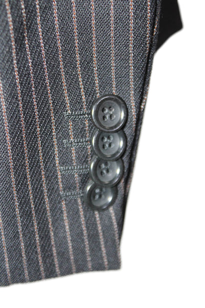 Armani Collezioni Mens Wool Single Breasted Pinstriped Blazer Black Size 56