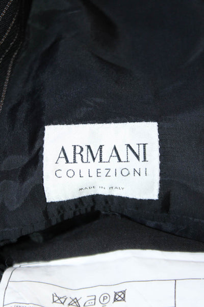 Armani Collezioni Mens Wool Single Breasted Pinstriped Blazer Black Size 56