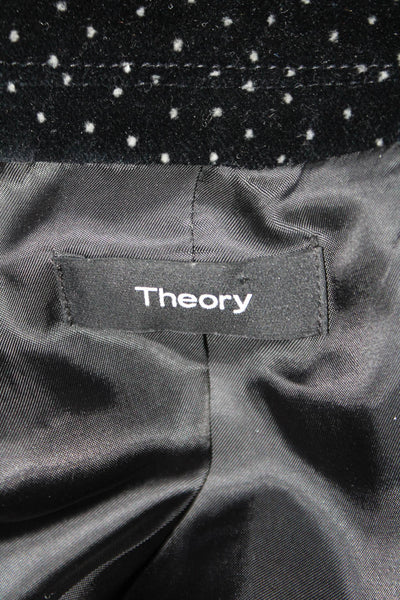 Theory Women's Long Sleeves Velvet One Button Line Blazer Black Polka Dot Size 8