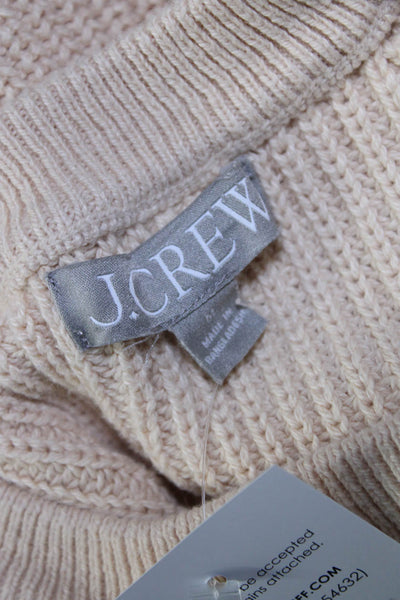 J Crew Womens 3/4 Sleeve Crew Neck Sweater Beige Cotton Size Medium