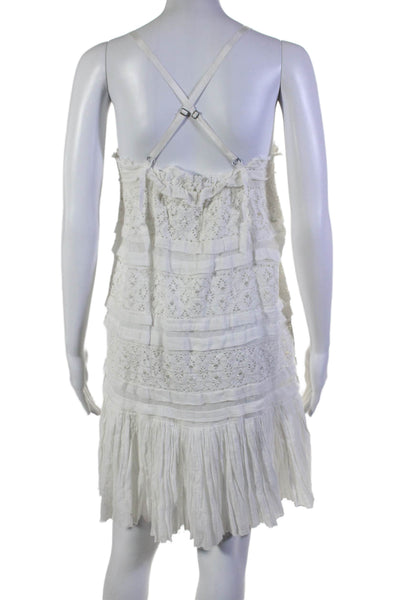 FP One by Free People Womens White Cotton Lace Trim Sleeveless Mini Dress Size M