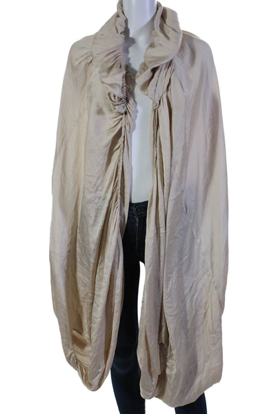 Alexander Wang Womens Hooded Short Sleeves Draped Blouse Beige Size One Size