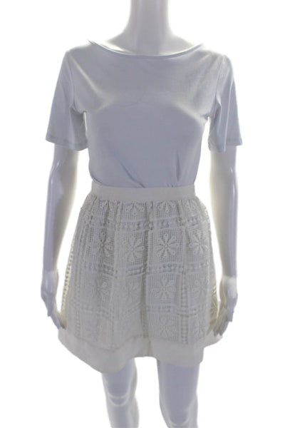 Elizabeth and James Womens Side Zip Lace Overlay A Line Skirt White Size 8