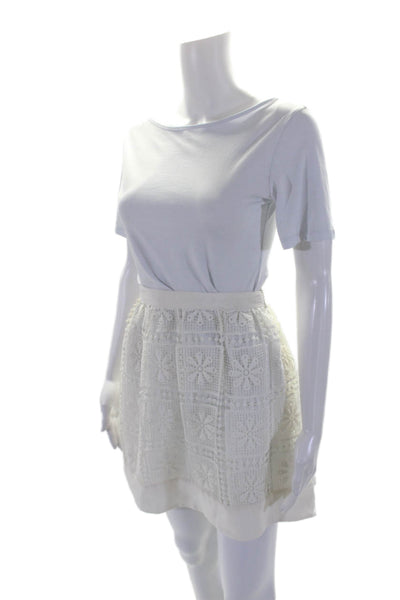 Elizabeth and James Womens Side Zip Lace Overlay A Line Skirt White Size 8