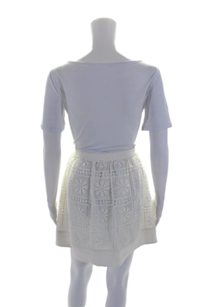 Elizabeth and James Womens Side Zip Lace Overlay A Line Skirt White Size 8