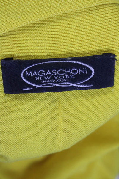 Magaschoni Womens 3/4 Sleeve V Neck Silk Knit Sweater Yellow Size Small