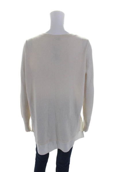 Vince Womens Long Sleeve V Neck Layered Sweater White Wool Size Medium