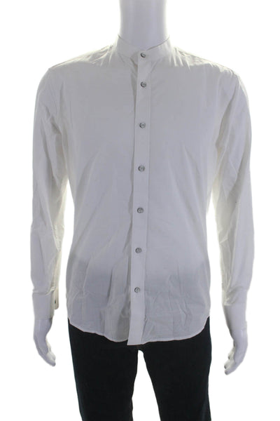 Guy Laroche Mens Cotton Long Sleeve Button Down Dress Shirt White Size 100