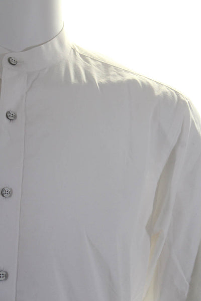 Guy Laroche Mens Cotton Long Sleeve Button Down Dress Shirt White Size 100