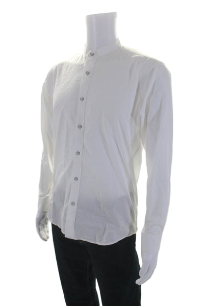 Guy Laroche Mens Cotton Long Sleeve Button Down Dress Shirt White Size 100