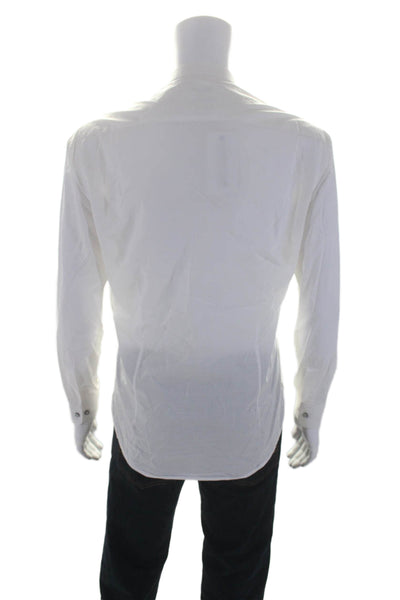 Guy Laroche Mens Cotton Long Sleeve Button Down Dress Shirt White Size 100