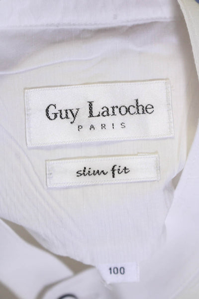 Guy Laroche Mens Cotton Long Sleeve Button Down Dress Shirt White Size 100