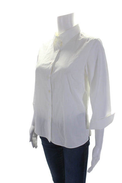 Agnes B Womens Cotton White Collar Long Sleeve Button Down Shirt Size 40