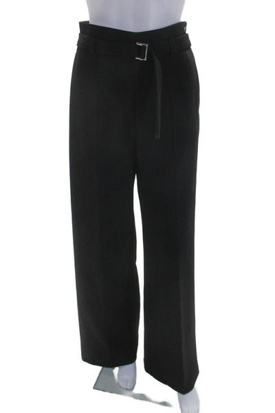 Maje Womens Belted Two Pocket High-Rise Wide Leg Pants Trousers Black Size 38