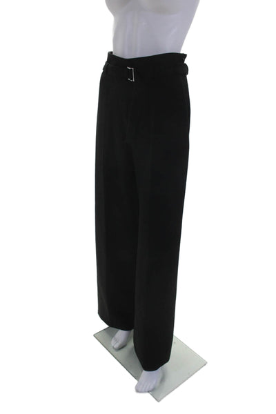 Maje Womens Belted Two Pocket High-Rise Wide Leg Pants Trousers Black Size 38