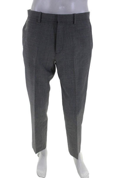 Theory Mens Zip Up Creased Marlo Fincastle Dress Pants Gray Wool Size 33