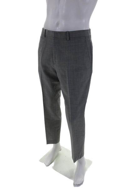 Theory Mens Zip Up Creased Marlo Fincastle Dress Pants Gray Wool Size 33