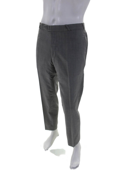 Thierry Mugler Mens Slim Leg Mid Rise Creased Dress Pants Gray Wool Size EUR 54