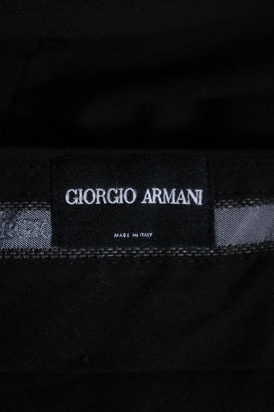 Giorgio Armani Mens Mid Rise Zip Up Slim Leg Creased Dress Pants Black Size 34