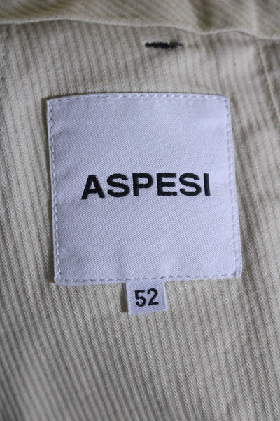 Aspesi Mens Creased Slim Leg Khaki Pants Navy Blue Cotton Blend Size EUR 52