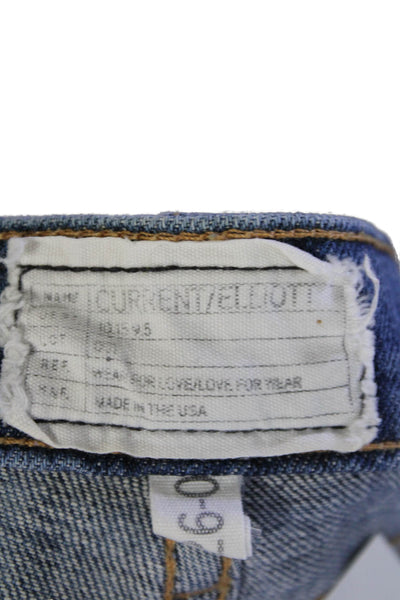 Current/Elliott Womens Denim Five Pocket Low-Rise Flared  Jeans Blue Size 26