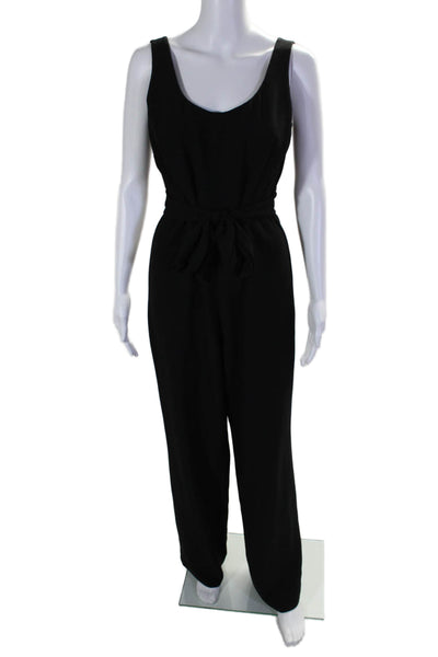 Karl Lagerfeld Womens Black Scoop Neck Tie Strap Wide Leg Jumpsuit Size S