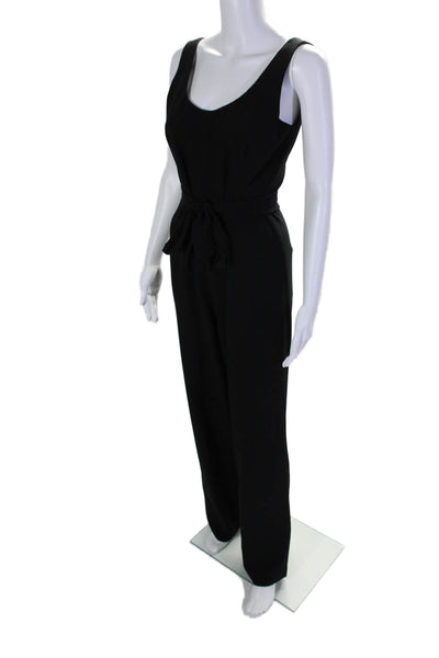 Karl Lagerfeld Womens Black Scoop Neck Tie Strap Wide Leg Jumpsuit Size S