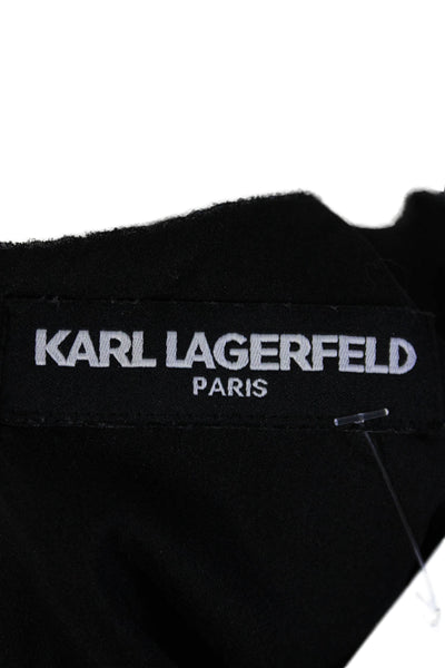 Karl Lagerfeld Womens Black Scoop Neck Tie Strap Wide Leg Jumpsuit Size S