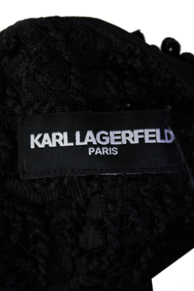 Karl Lagerfeld Womens Black Textured Lined Crew Neck Long Sleeve Jacket Size S