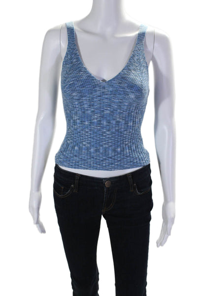 Rails Womens Stretch Ribbed V-Neck Pullover Knit Tank Top Blue Size S