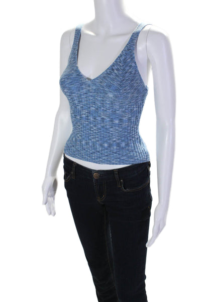 Rails Womens Stretch Ribbed V-Neck Pullover Knit Tank Top Blue Size S