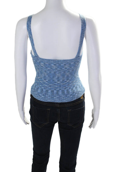 Rails Womens Stretch Ribbed V-Neck Pullover Knit Tank Top Blue Size S