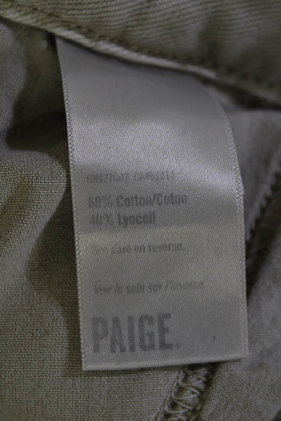 Paige Womens Cotton Blend Multi-Pocket Mid-Rise Flared Cargo Pants Beige Size 25