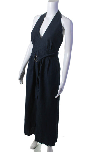 Adam Lippes Collective Womens Navy Halter Jumpsuit Blue Size 6 16139464