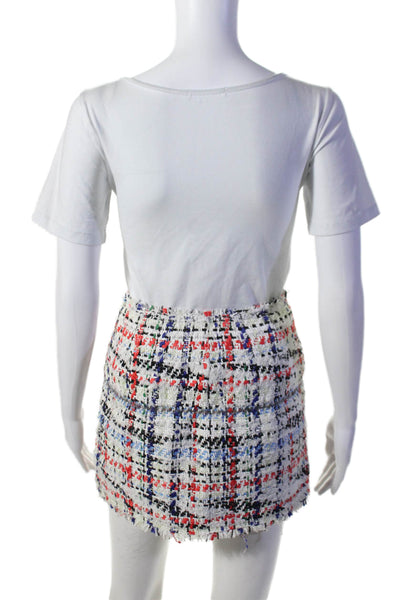 Rag & Bone Womens Cotton Striped Woven Frayed Buttoned Short Skirt White Size S