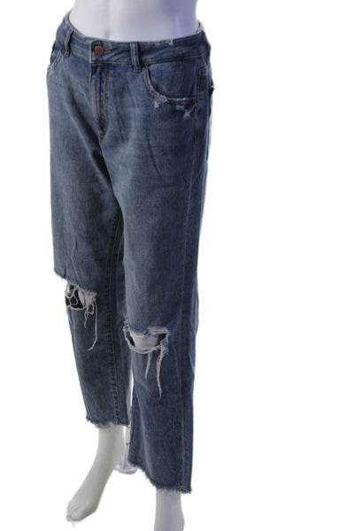 DL1961 Womens Zipper Fly High Rise Distressed Straight Leg Jeans Blue Size 27