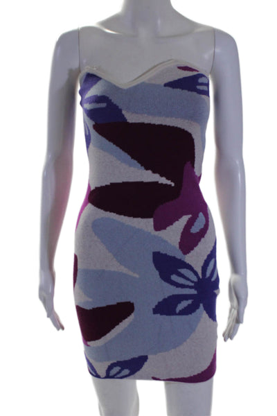 Louna Womens Floral Knit Mini Dress Purple Size 6 15971101