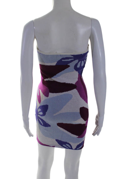 Louna Womens Floral Knit Mini Dress Purple Size 6 15971101