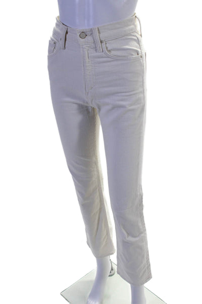 Mother Womens Cotton Straight Leg Button Zipped Jeans White Washed Size 24