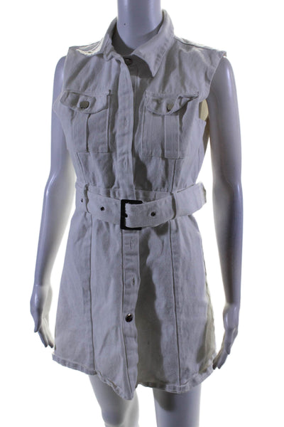 Area Stars Womens Denim Shirt Dress White Size 4 16004749