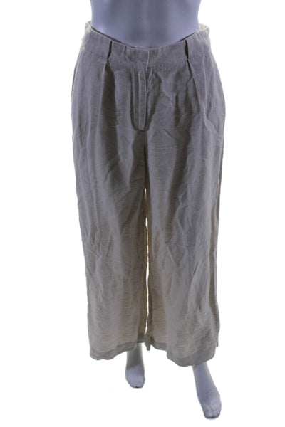 Club Monaco Womens Wide Leg Linen Blend Trouser Off-White Size 4 16464086