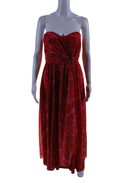 Badgley Mischka Womens Floral Drape Gown Red Size 8 16087425