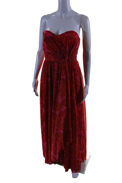 Badgley Mischka Womens Floral Drape Gown Red Size 8 16087425