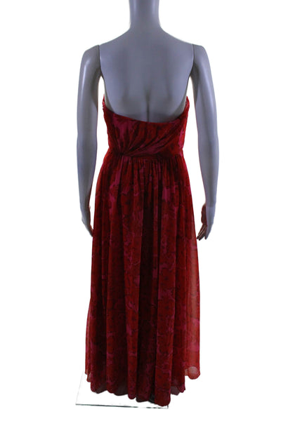 Badgley Mischka Womens Floral Drape Gown Red Size 8 16087425